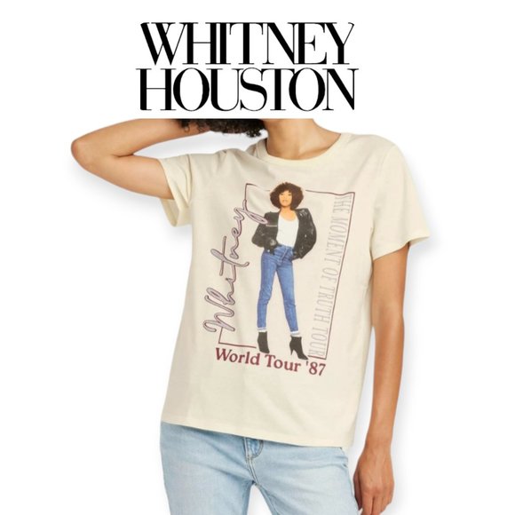 Whitney Houston 1987 World Tour Concert short sleeve T Shirt Women's Sz L - Picture 6 of 10